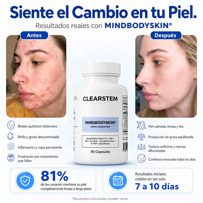 CLEARSTEM Mindbodyskin® Reduce al Acne en 30 dias natural