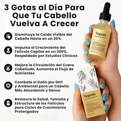 Aceite Natural Veganic para el Crecimiento del Cabello