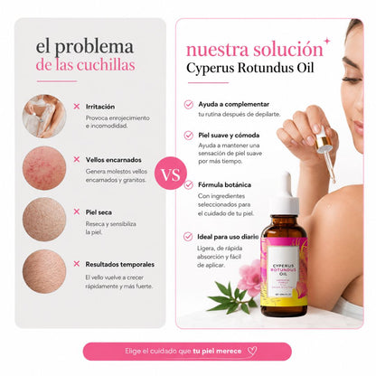 Cyperus reduce el crecimiento del vello desde la 1 semana