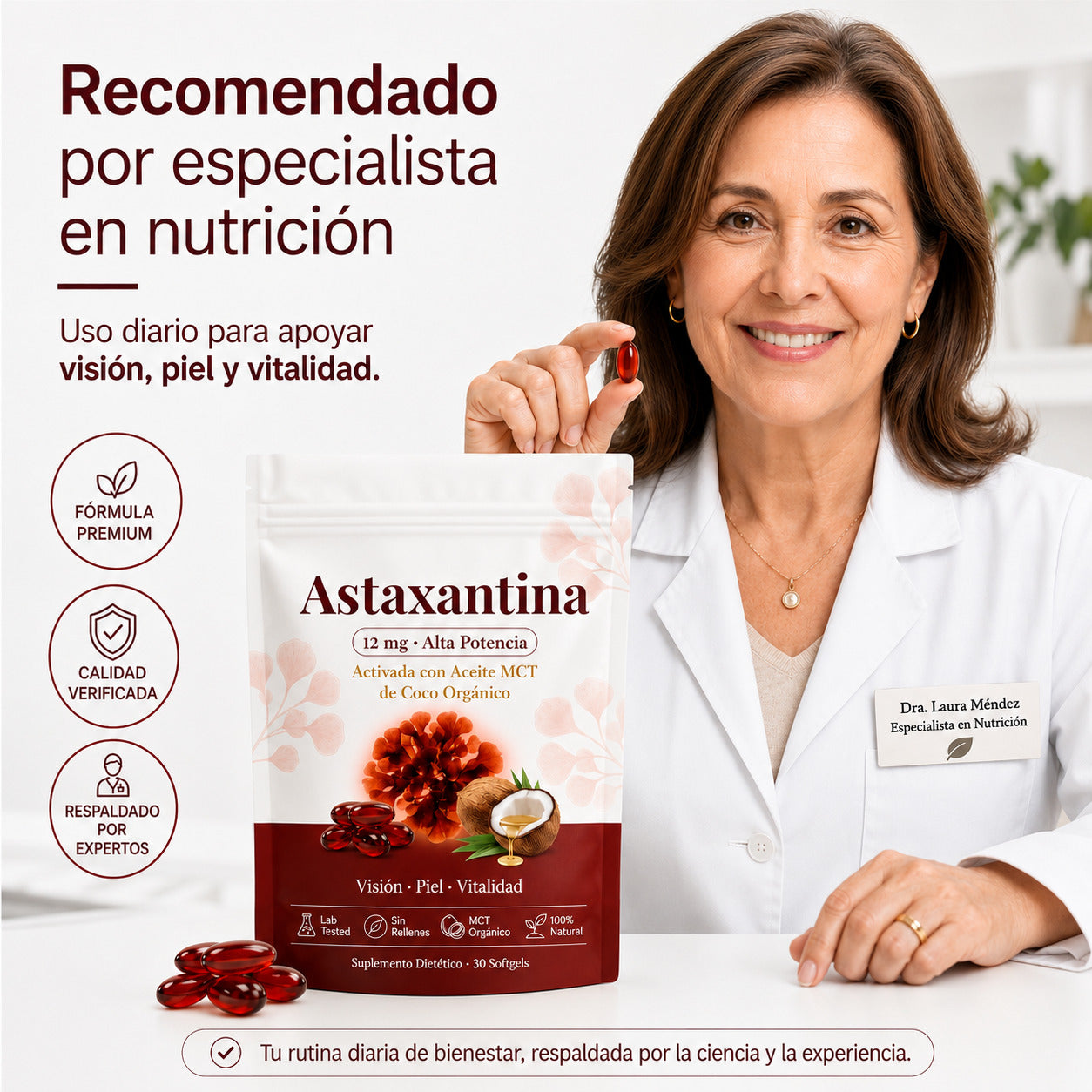 Astaxantina Natural 12mg Cuida ojos, piel y articulaciones desde adentro