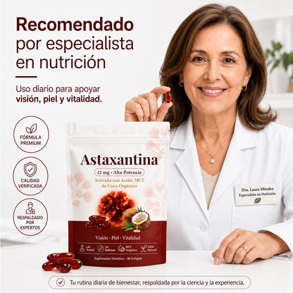 Astaxantina Natural 12mg Cuida ojos, piel y articulaciones desde adentro