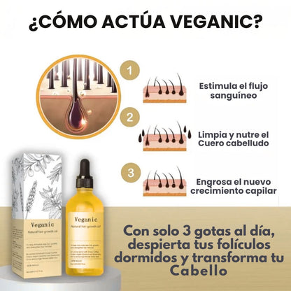 Aceite Natural Veganic para el Crecimiento del Cabello