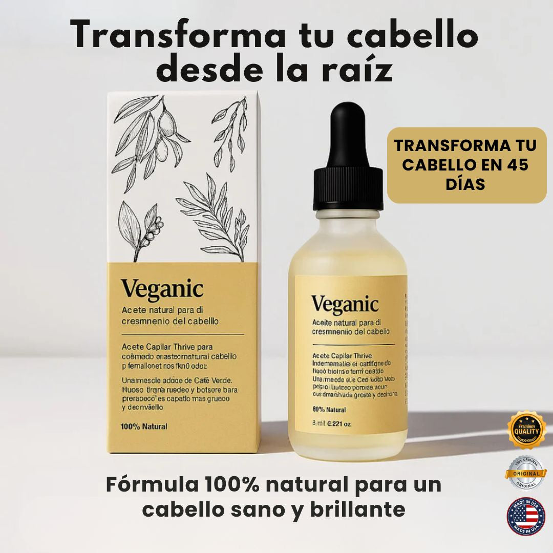 Aceite Natural Veganic para el Crecimiento del Cabello