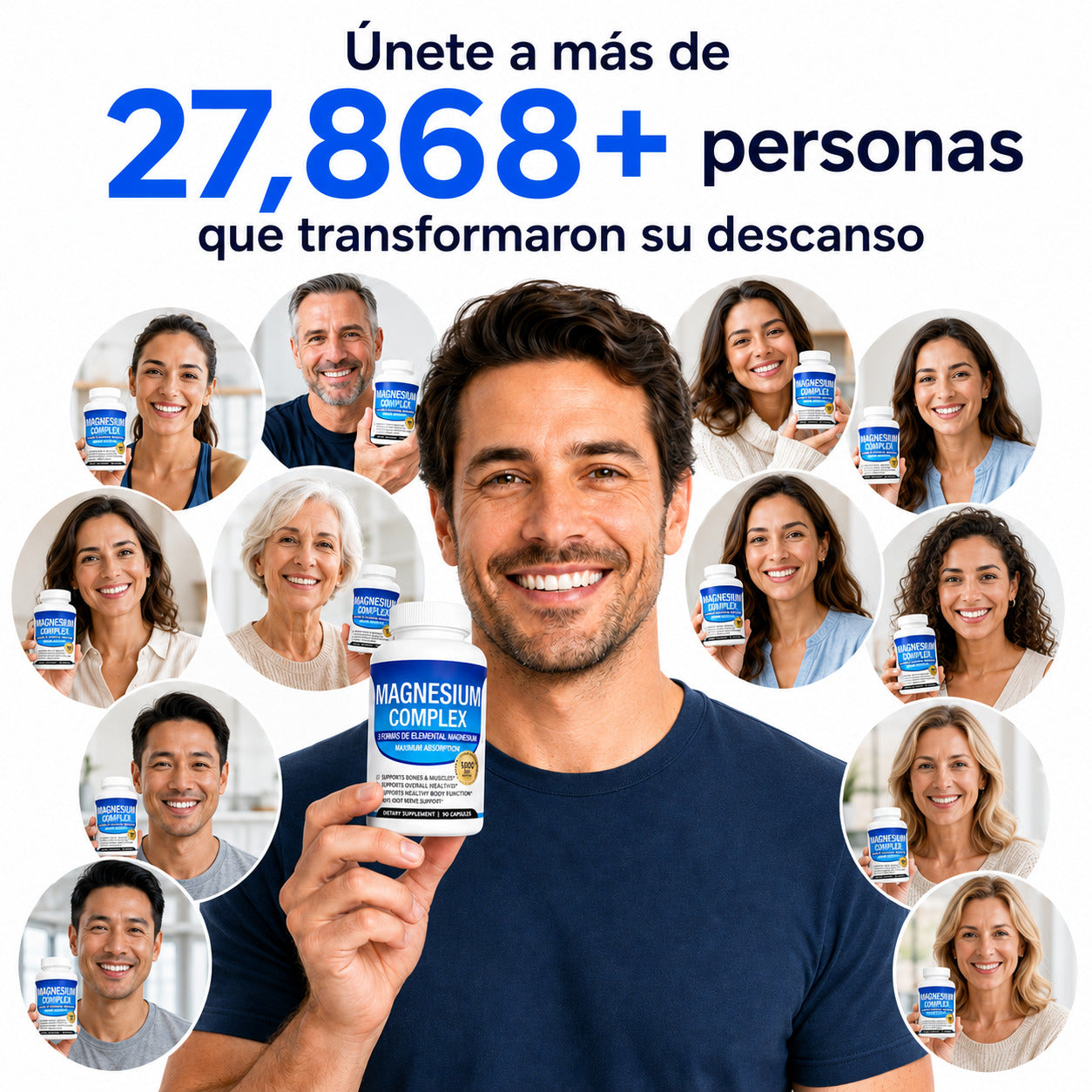 Magnesio Complex 8 en 1, 1000mg fácil absorción 90 cápsulas.