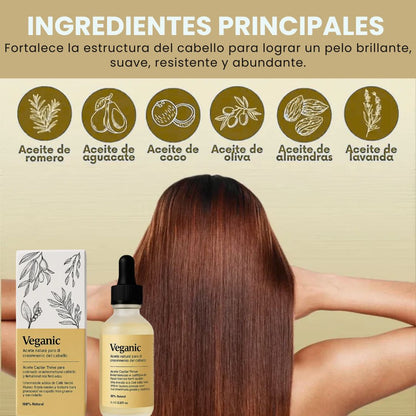 Aceite Natural Veganic para el Crecimiento del Cabello