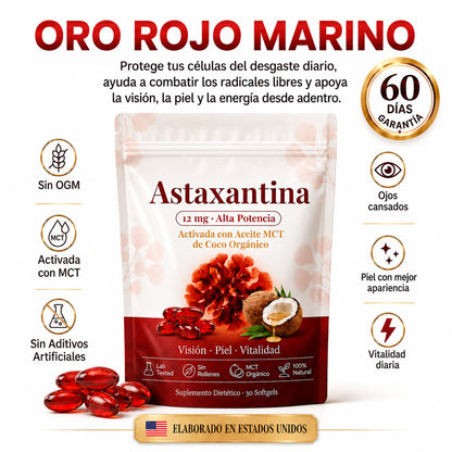 Astaxantina Natural 12mg Cuida ojos, piel y articulaciones desde adentro