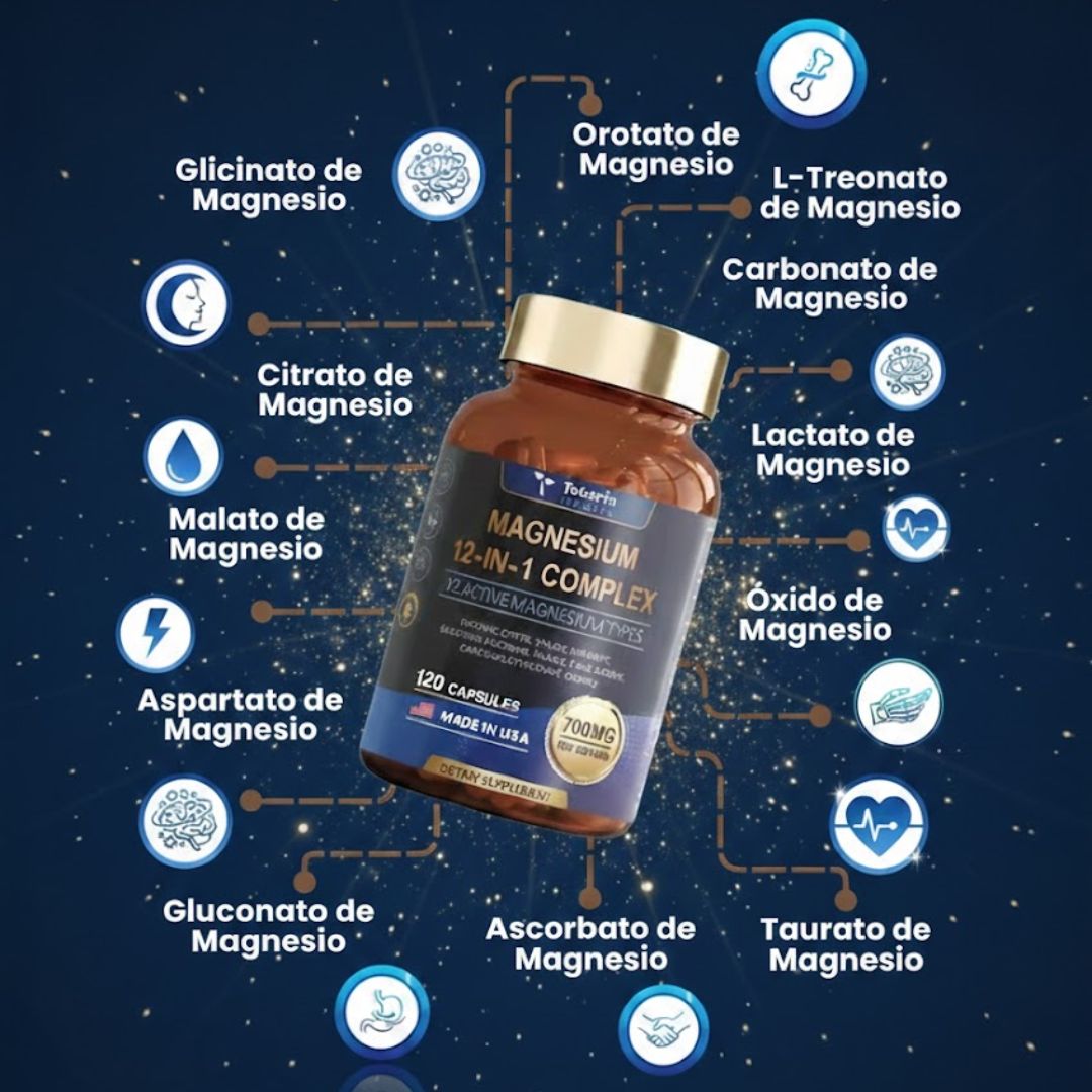 Magnesio 12-1 Apoyo Diario Contra el Cansancio, Estrés y Molestias Musculares