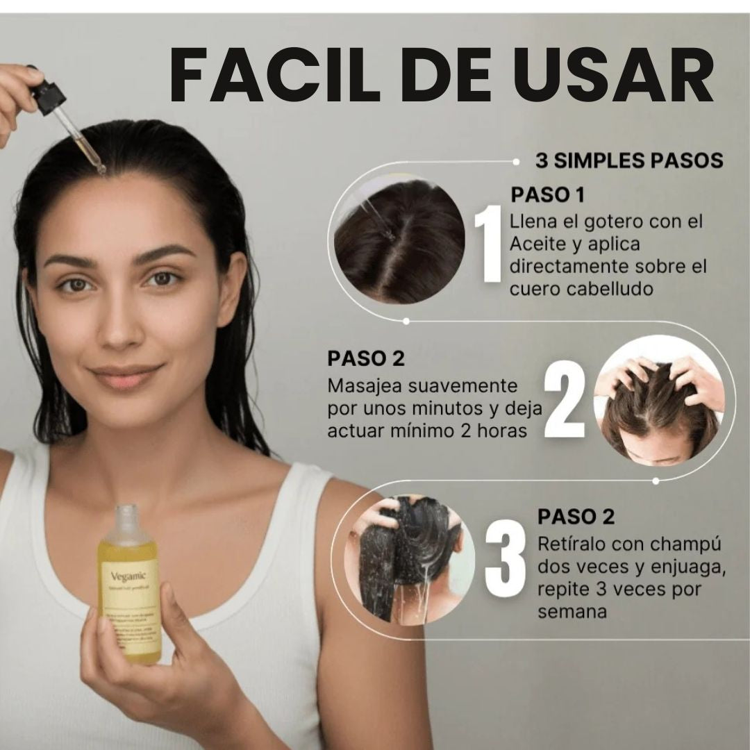 Aceite Natural Veganic para el Crecimiento del Cabello