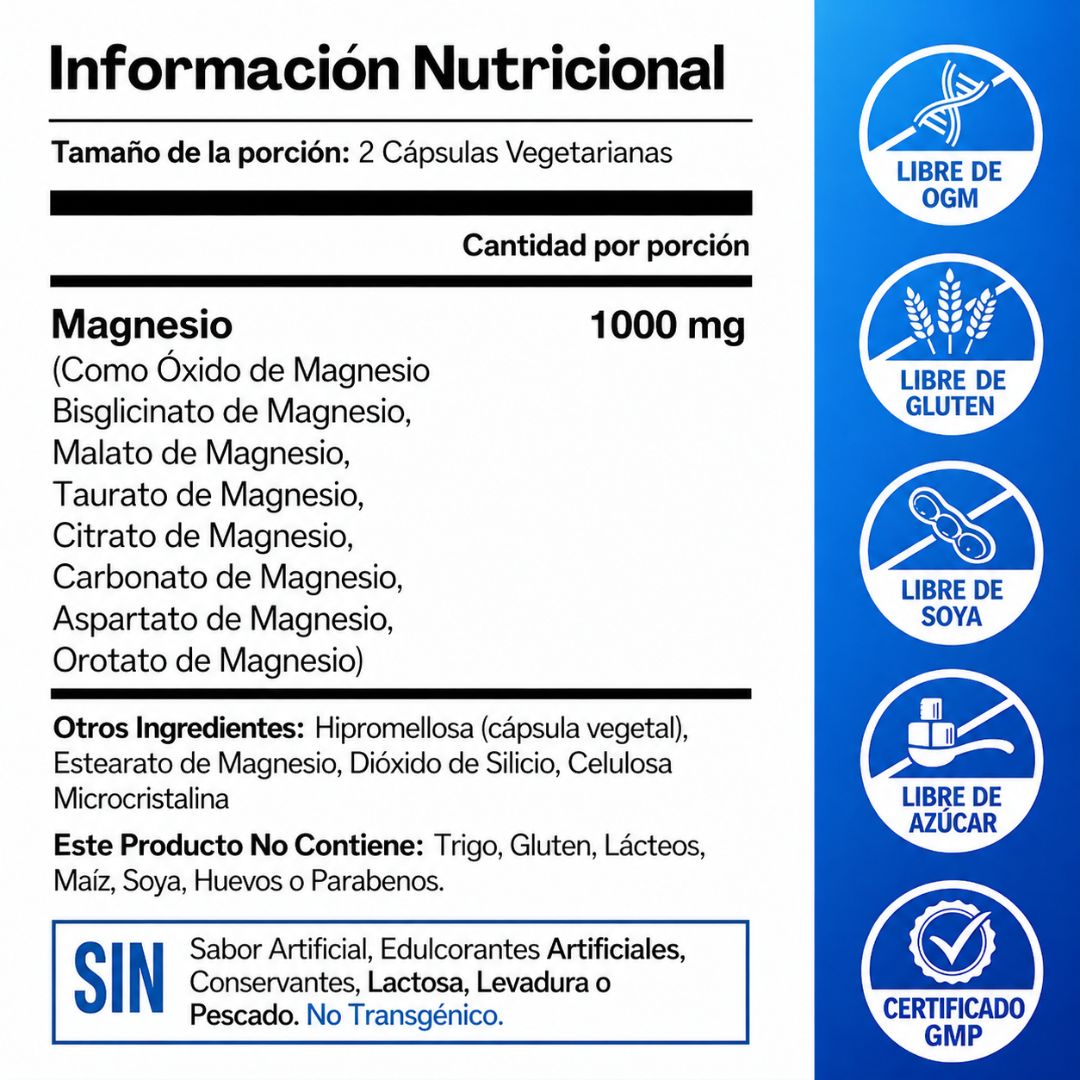 Magnesio 8 en 1 para apoyar mente clara, descanso y bienestar integral