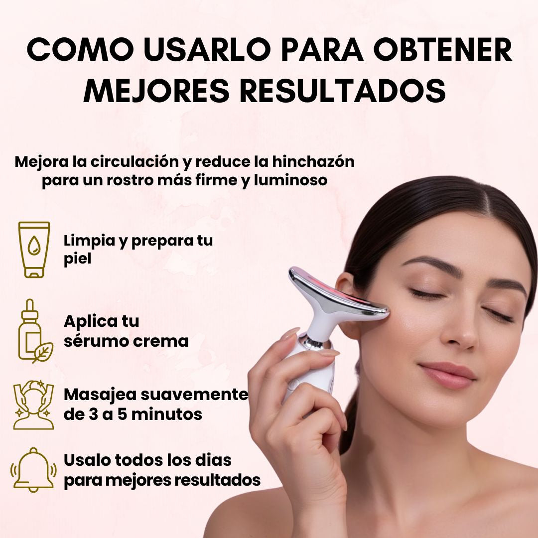 Masajeador facial para una piel más firme, lisa y luminosa desde casa