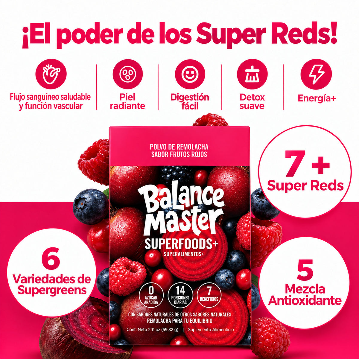Frutos rojos y remolacha Apoyo Diario para una Mejor Circulación