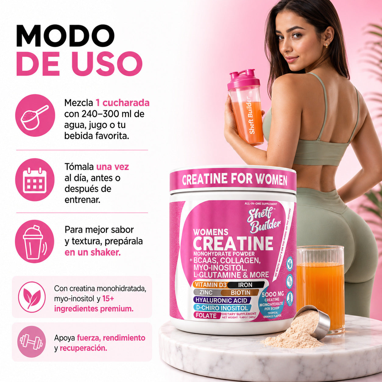 5g de Creatina Monohidrato Definitiva para Mujer