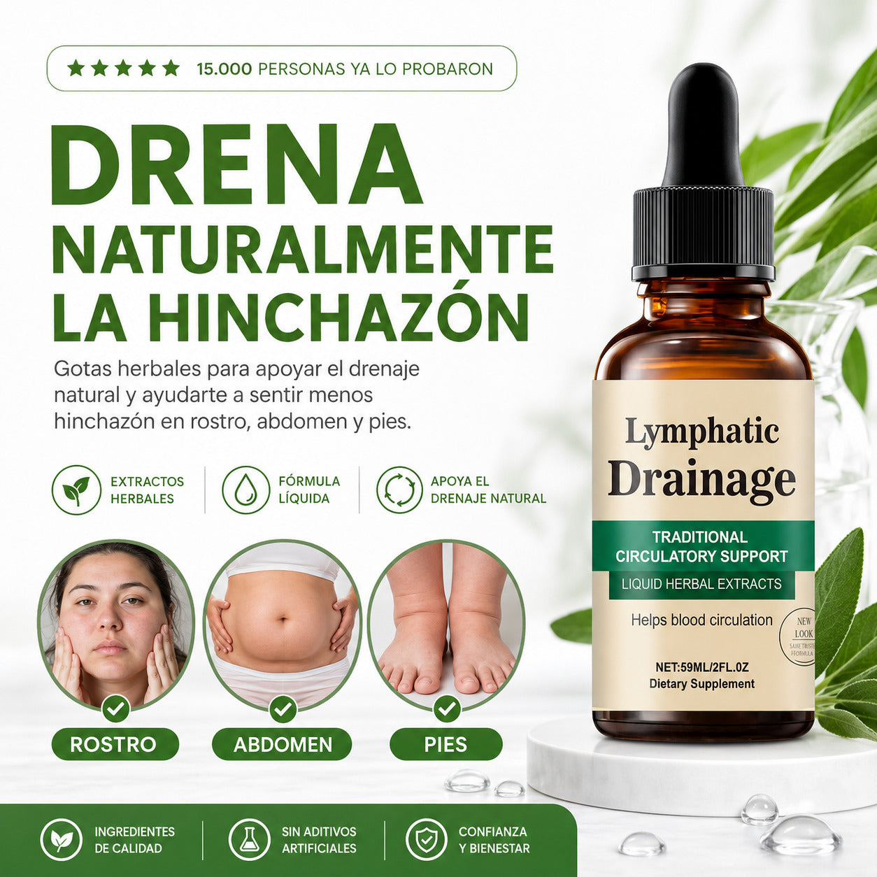 Drenaje Linfatico desinflama el Rostro, Brazos, Abdomen y Piernas