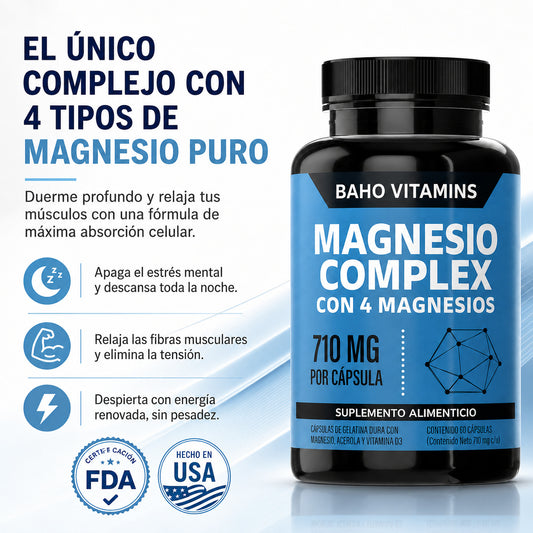 Magnesio 4 en 1 Relaja mente, cuerpo y concilia el sueño al instante