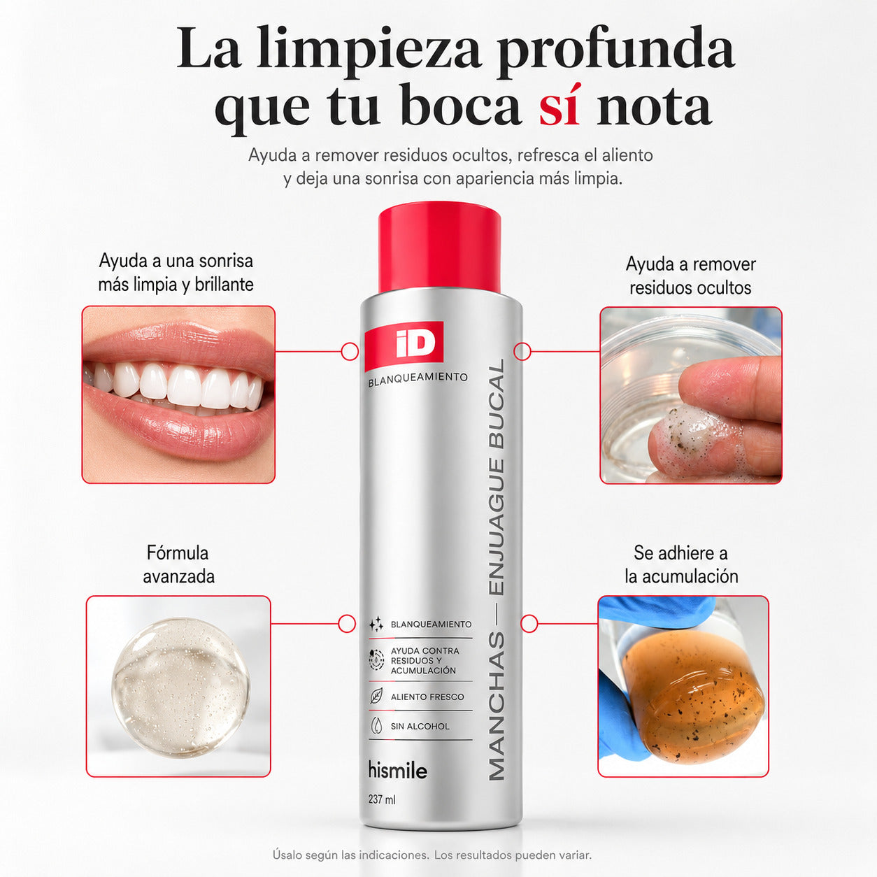 Enjuague Bucal Blanqueador Antimanchas Limpieza Profunda y Aliento Fresco