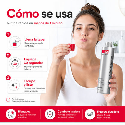 Enjuague Bucal Blanqueador Antimanchas Limpieza Profunda y Aliento Fresco