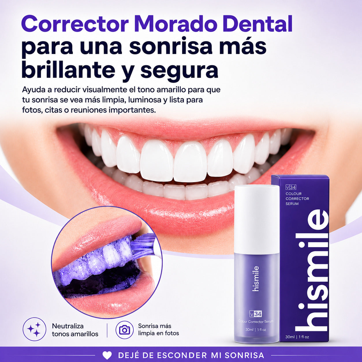 Corrector Morado Dental para una sonrisa más blanca y brillante