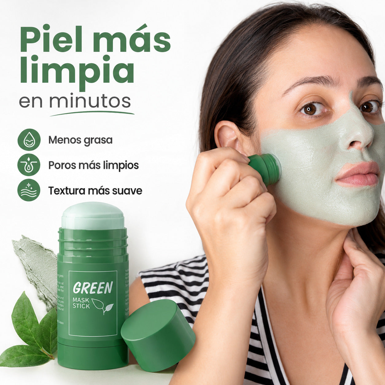 Mascarilla de Te Verde Piel más limpia, fresca y con menos brillo en minutos