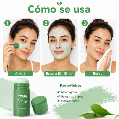 Mascarilla de Te Verde Piel más limpia, fresca y con menos brillo en minutos