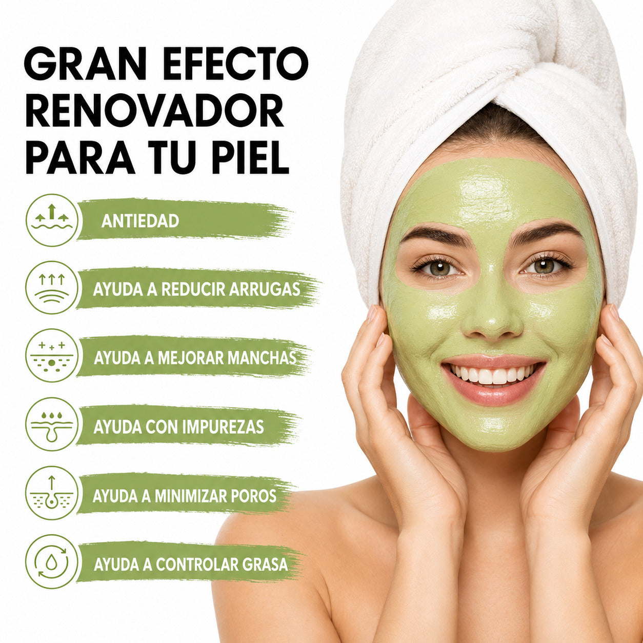 Mascarilla de Te Verde Piel más limpia, fresca y con menos brillo en minutos
