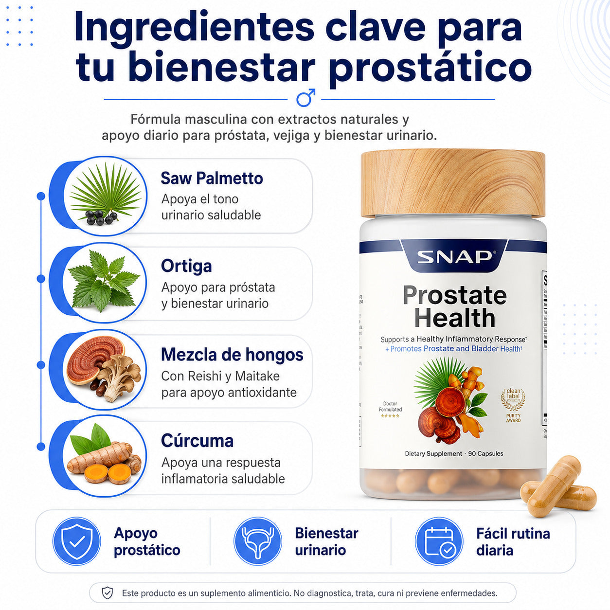 Suplemento para la Salud de la Próstata con Saw Palmetto