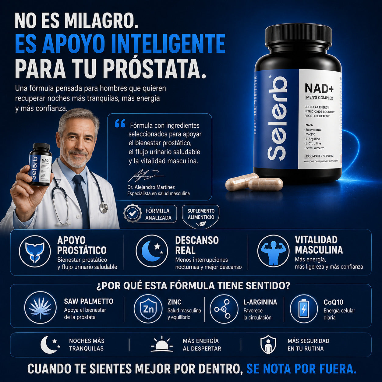 Selerb NAD+ Una fórmula masculina para próstata y deseo sexual