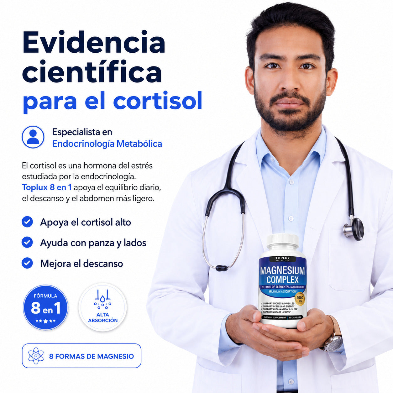 Magnesio complex 8 en 1 Sin rellenos 1000mg x Porcion
