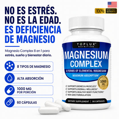 Magnesio 8 en 1 para apoyar mente clara, descanso y bienestar integral