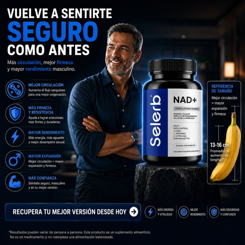 Selerb NAD+ Recupera tu rendimiento fisico y sexual desde el 1 dia