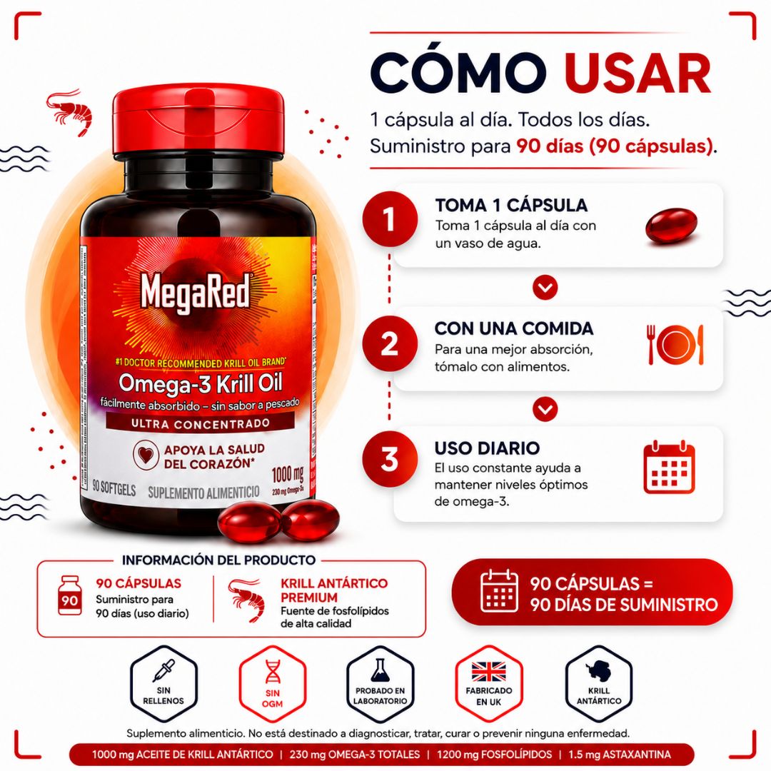 Omega-3 Krill Oil Artantico Apoya la salud cardiovascular 90 Cápsulas (3 Meses)