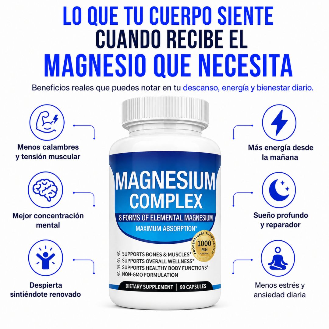 Magnesio 8 en 1 Apoya mente clara, descanso y bienestar integral