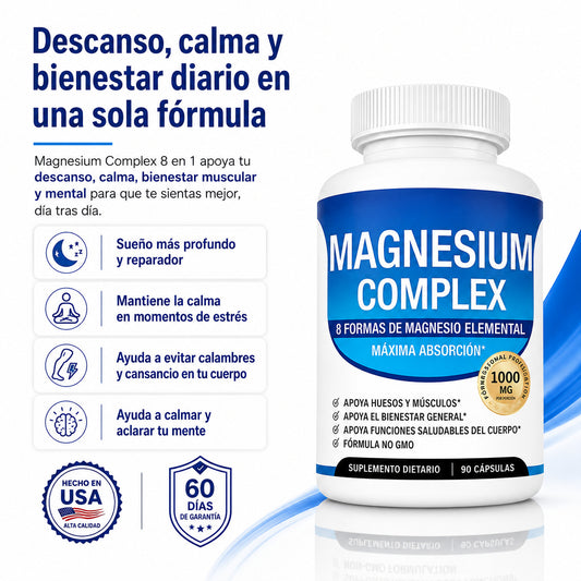 Magnesio Complex 8 en 1 Bienestar completo desde el dia 1