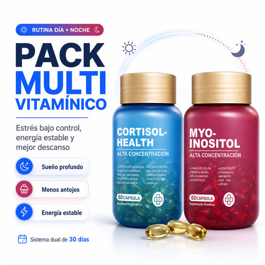 Pack Día y Noche | Equilibra tu cortisol, frena los antojos y recupera tu descanso.